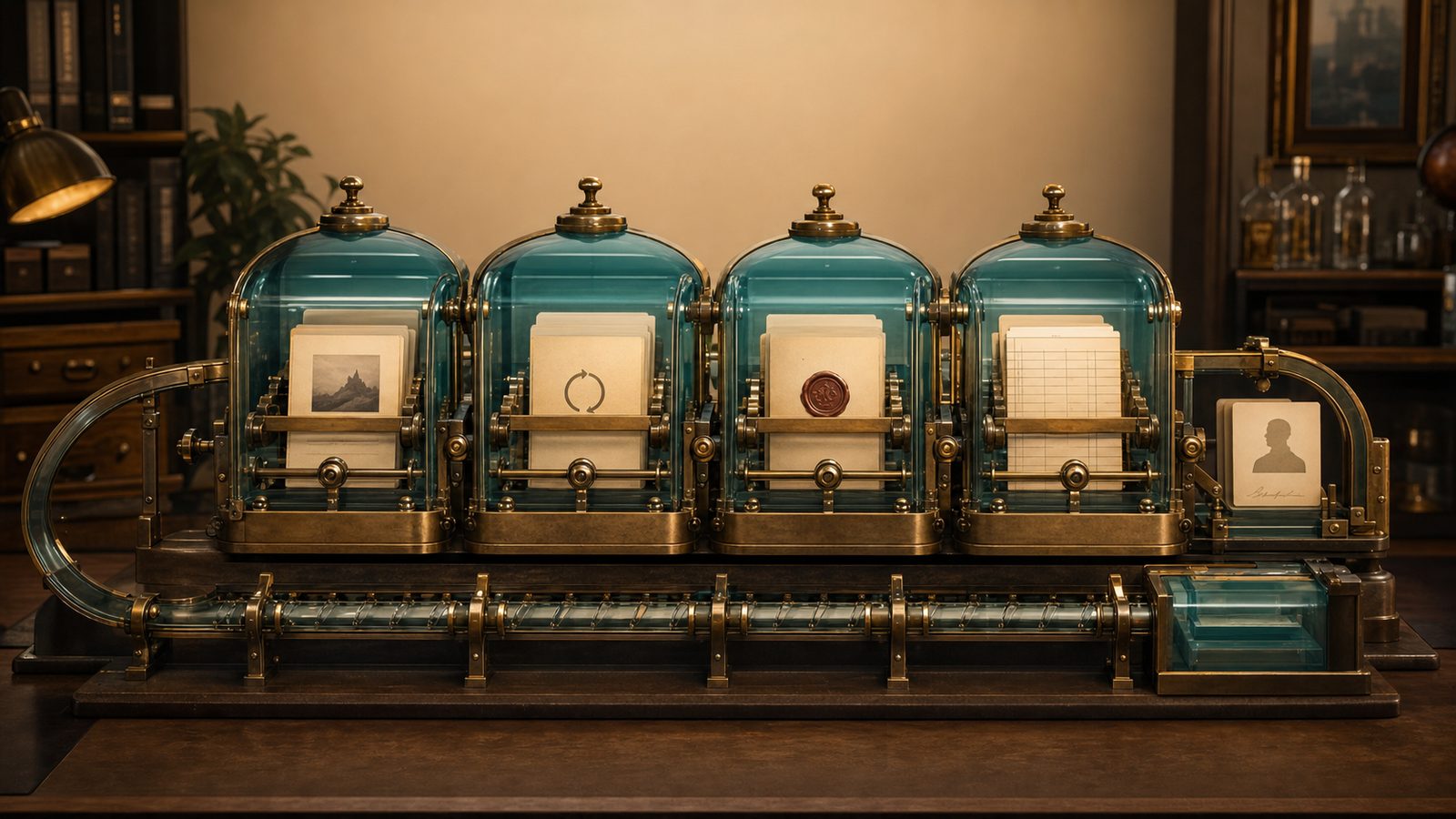 The Governance Engine: an illustrative amber-and-teal diagram of reversible, honesty-gated governance